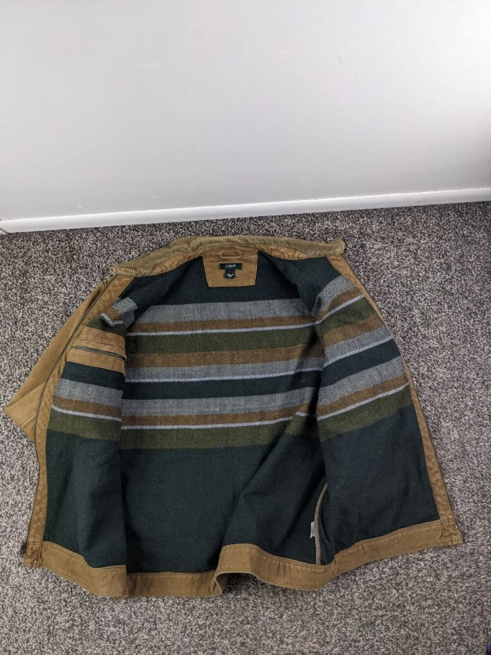 Vintage 2004 J Crew Chore Coat Jacket Canvas Corduroy Blanket Lined Mens Large